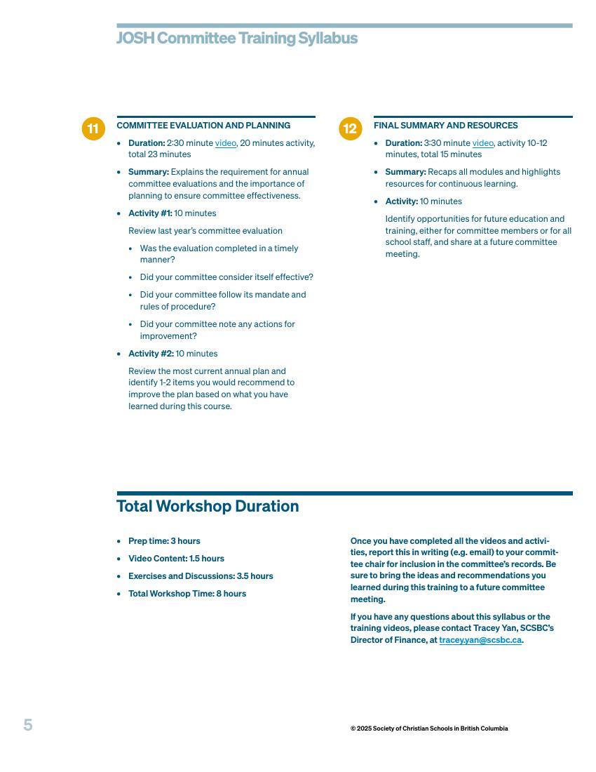 JOSH Training Syllabus 2025